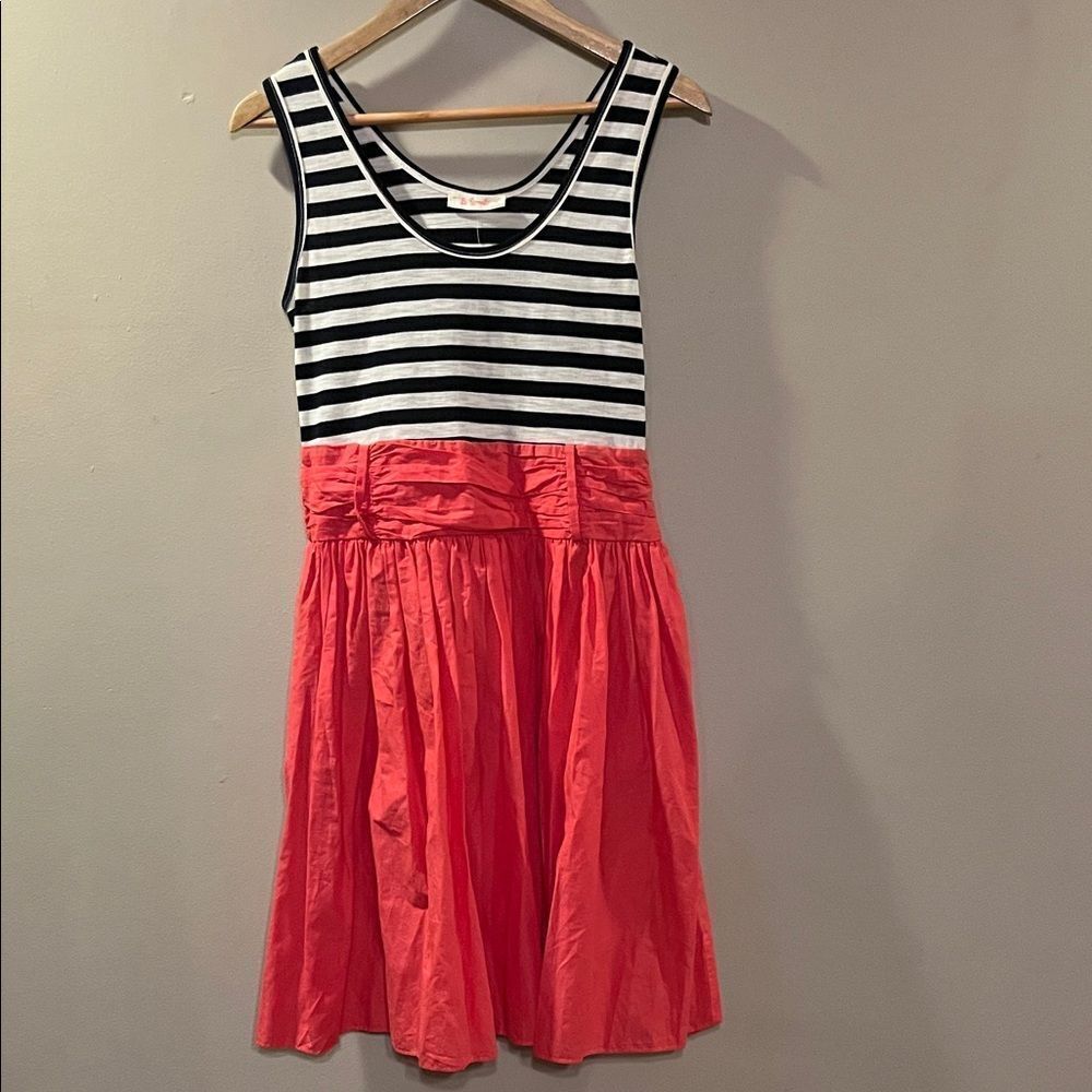 Chic Striped Black and Coral Dress